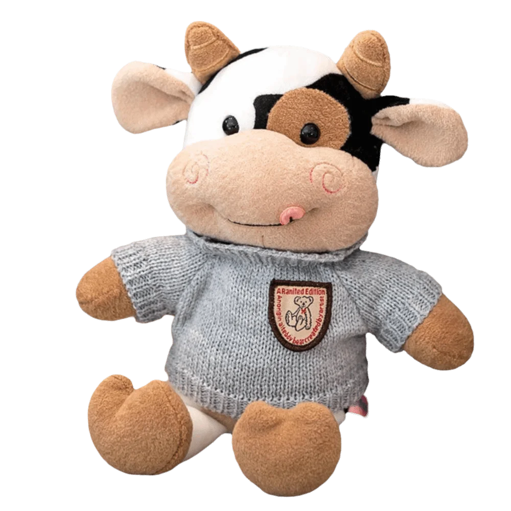 Hot Cute Design Cow Soft Material Simulation Cattle Chinese Zodiac Cow Cartoon Style Sweater Texture Girl Gift