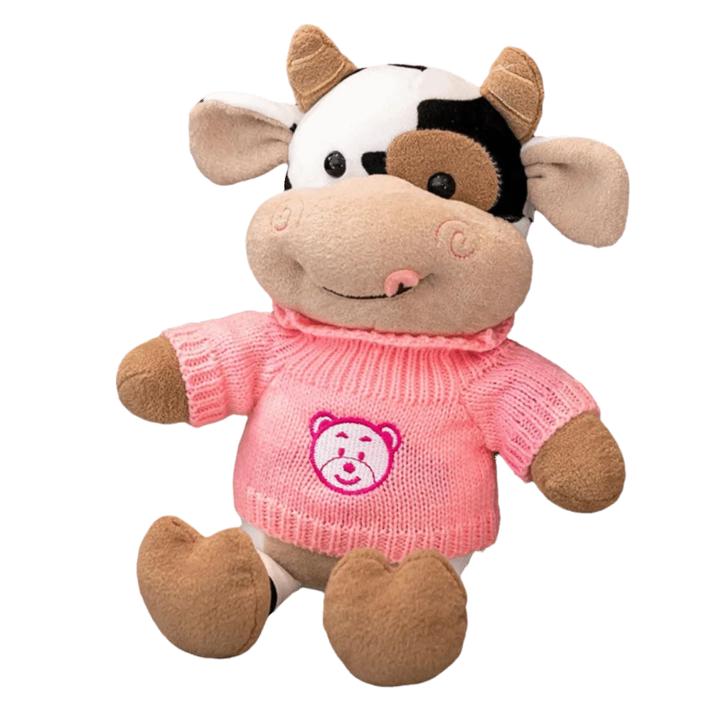 Hot Cute Design Cow Soft Material Simulation Cattle Chinese Zodiac Cow Cartoon Style Sweater Texture Girl Gift
