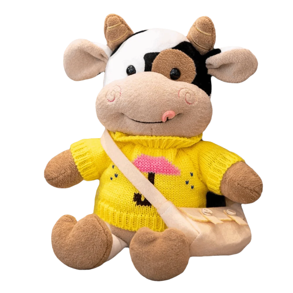 Hot Cute Design Cow Soft Material Simulation Cattle Chinese Zodiac Cow Cartoon Style Sweater Texture Girl Gift