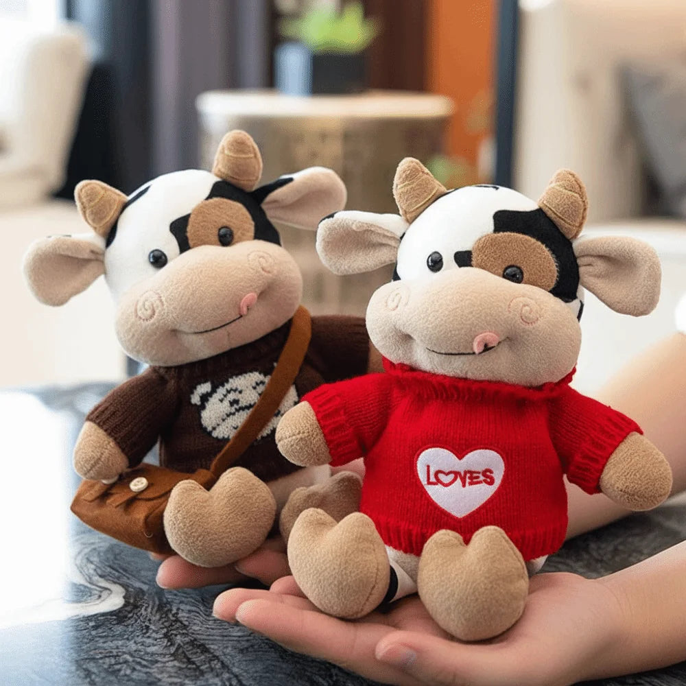 Hot Cute Design Cow Soft Material Simulation Cattle Chinese Zodiac Cow Cartoon Style Sweater Texture Girl Gift