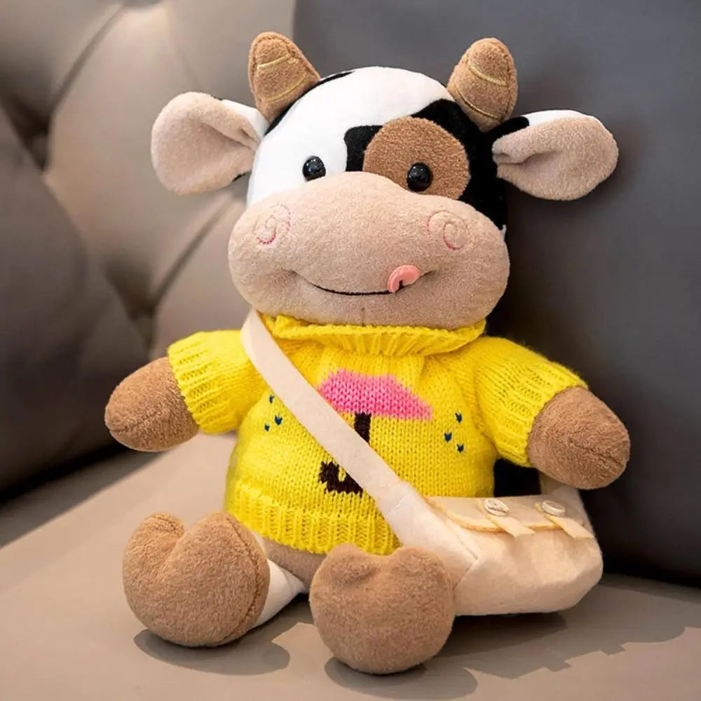 Hot Cute Design Cow Soft Material Simulation Cattle Chinese Zodiac Cow Cartoon Style Sweater Texture Girl Gift