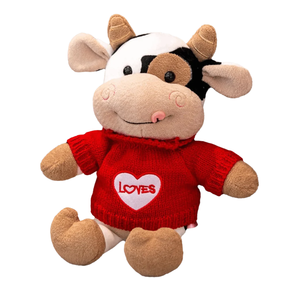 Hot Cute Design Cow Soft Material Simulation Cattle Chinese Zodiac Cow Cartoon Style Sweater Texture Girl Gift
