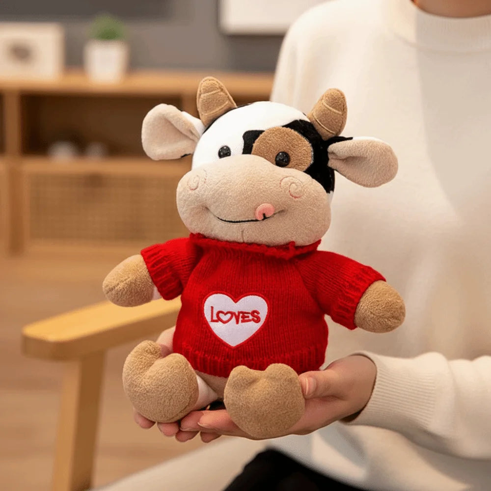 Hot Cute Design Cow Soft Material Simulation Cattle Chinese Zodiac Cow Cartoon Style Sweater Texture Girl Gift