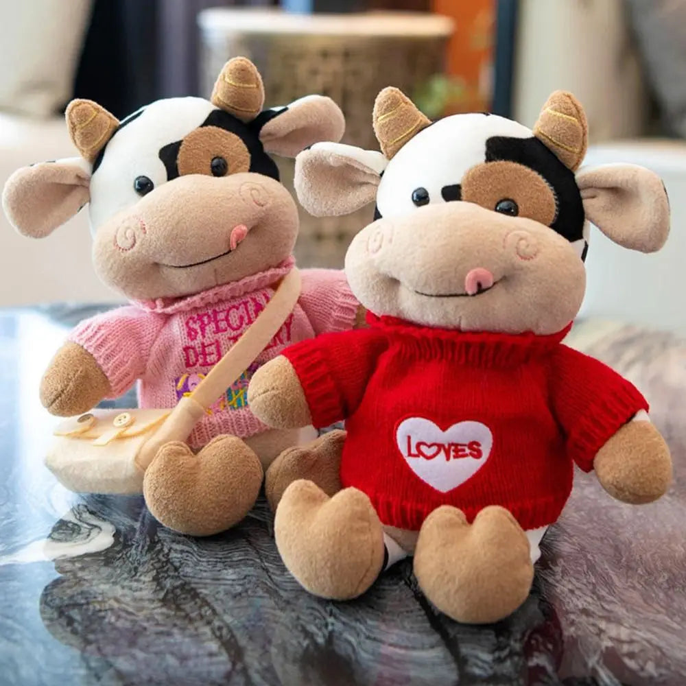 Hot Cute Design Cow Soft Material Simulation Cattle Chinese Zodiac Cow Cartoon Style Sweater Texture Girl Gift