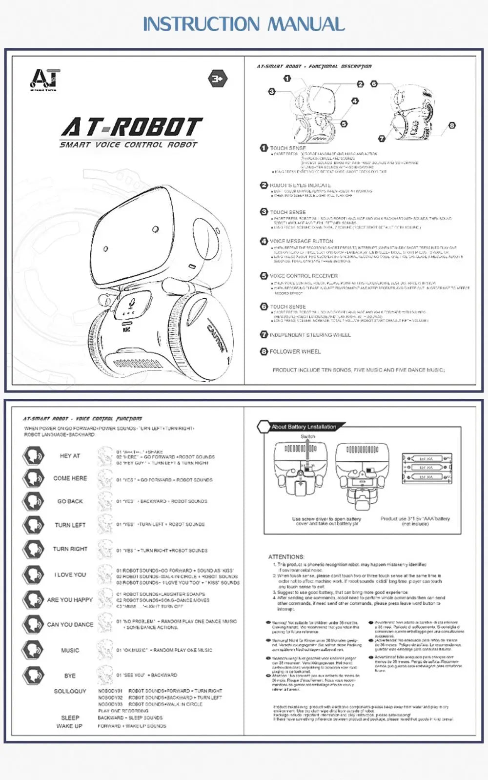 Toy RC Smart AT Robot Intelligent Learning Machine 4 Language Versions Touch Control Toys Interactive Educational Talkking Robot